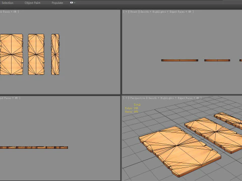 Cartoon planks - Three wooden boards - Flat bridges 3D Model