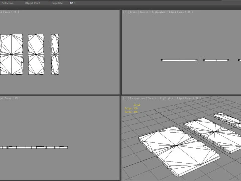 Cartoon planks - Three wooden boards - Flat bridges 3D Model