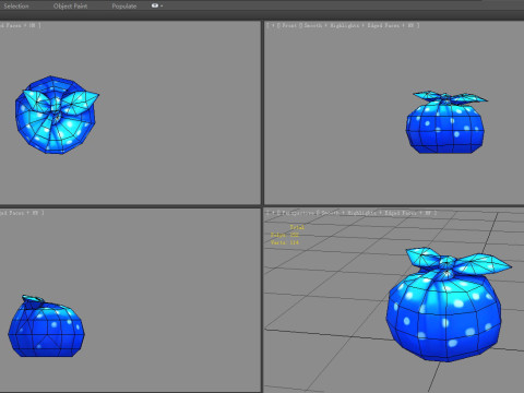 Cartoon package bag - Blue cloth bag 3D 模型
