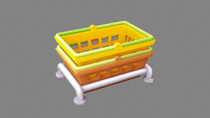 Cartoon shopping basket - plastic basket - shopping cart Modelo 3D .c4d .max .obj .3ds .fbx .stl .blend 