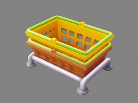 Cartoon shopping basket - plastic basket - shopping cart Modelo 3D
