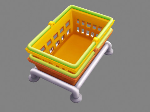 Cartoon shopping basket - plastic basket - shopping cart Modelo 3D