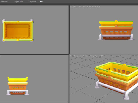Cartoon shopping basket - plastic basket - shopping cart Modelo 3D