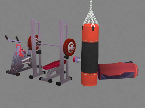 Cartoon sports equipment - Fitness equipment 3D Model