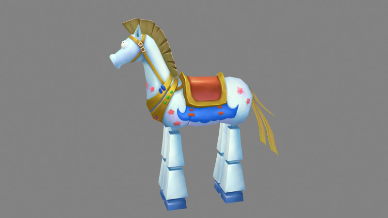 Cartoon wooden horse toy - rocking horse 3D मॉडल .c4d .max .obj .3ds .fbx .stl .blend