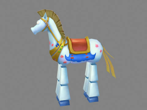 कार्टून लकड़ी का घोड़ा खिलौना - कमाल का घोड़ा 3D मॉडल