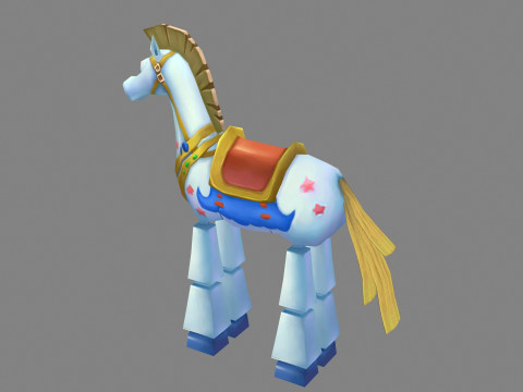 Cartoon wooden horse toy - rocking horse 3D मॉडल