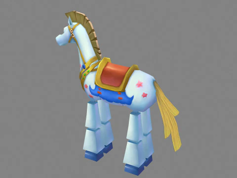 Cartoon wooden horse toy - rocking horse 3D Model