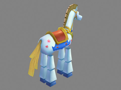 Cartoon wooden horse toy - rocking horse 3D मॉडल