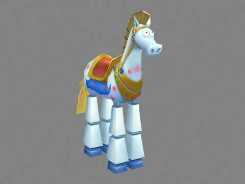 Cartoon wooden horse toy - rocking horse 3D Model