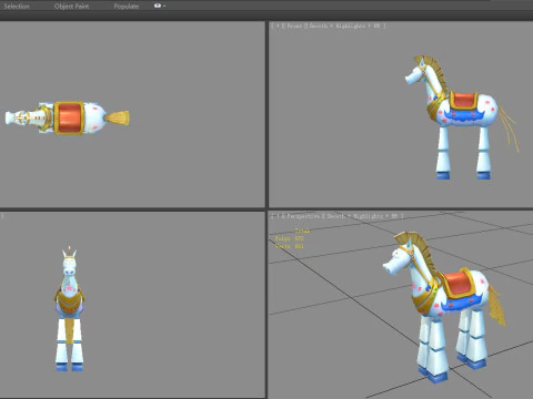 Cartoon wooden horse toy - rocking horse 3D Model
