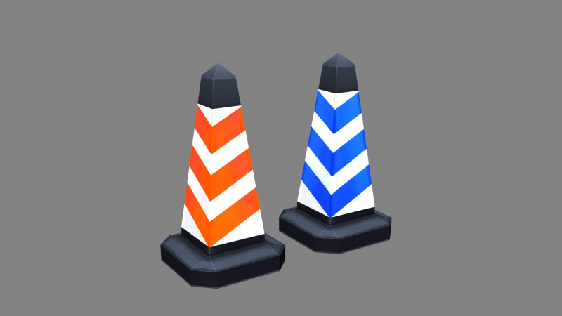 Two traffic cones Model 3D .c4d .max .obj .3ds .fbx .stl .blend 