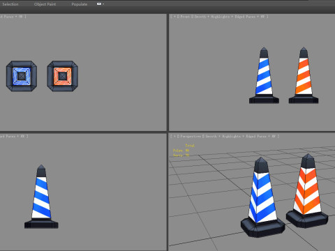 Two traffic cones Model 3D