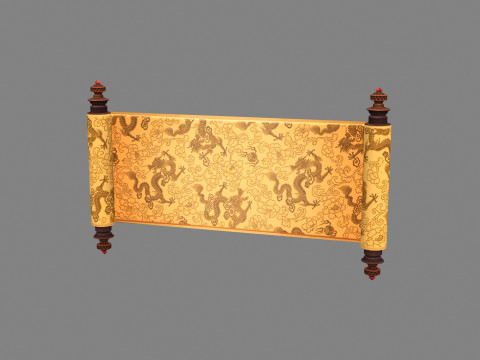 A scroll with dragon patterns printed on it - imperial edict 3D Model