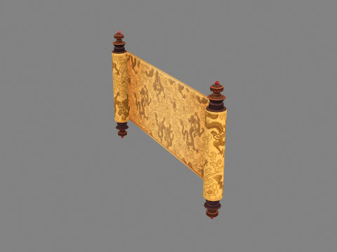 A scroll with dragon patterns printed on it - imperial edict Modèle 3D