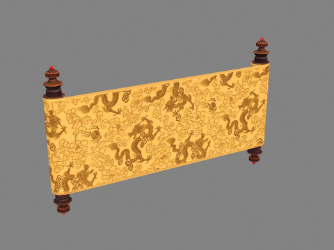 A scroll with dragon patterns printed on it - imperial edict Modèle 3D