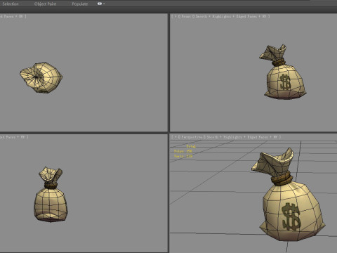 Cartoon money bag 3D Model