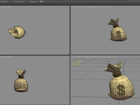 Cartoon money bag 3D Model