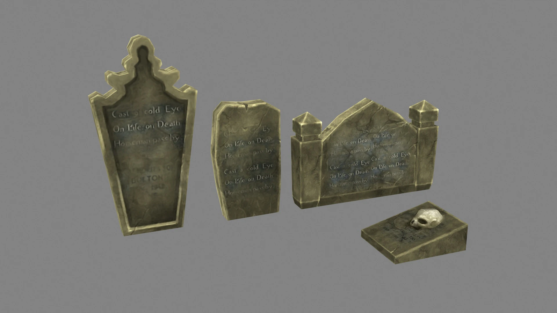 Cartoon tombstone - Stele 3D Model .c4d .max .obj .3ds .fbx .stl .blend