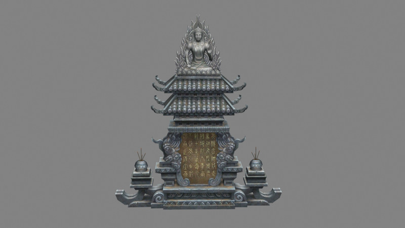 Asian Stele - tombstone - Buddha sculptures 3D Модель .c4d .max .obj .3ds .fbx .stl .blend 