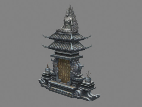 Asian Stele - tombstone - Buddha sculptures 3D Модель