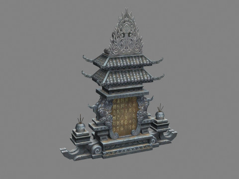 Asian Stele - tombstone - Buddha sculptures 3D Модель