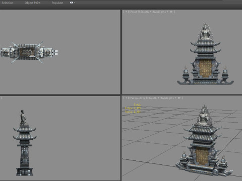 Asian Stele - tombstone - Buddha sculptures 3D Модель