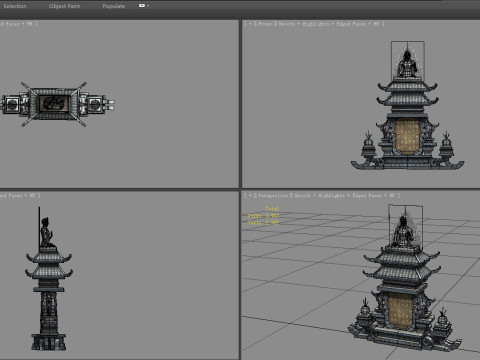 Asian Stele - tombstone - Buddha sculptures 3D Модель