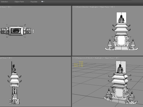 Asian Stele - tombstone - Buddha sculptures 3D Модель