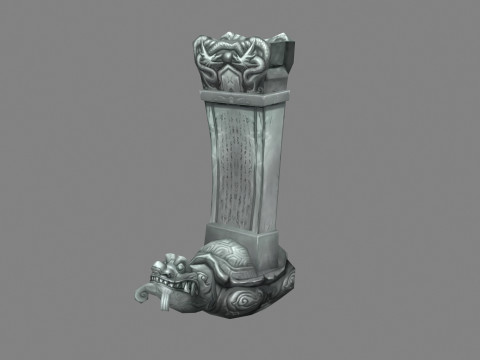 Cartoon tortoise Sculpture - Asian Stele - tombstone 3D Model