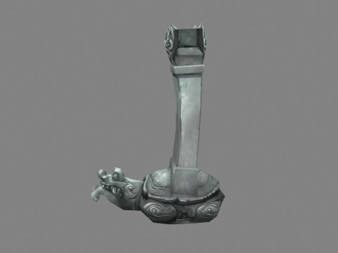 Cartoon tortoise Sculpture - Asian Stele - tombstone Model 3D