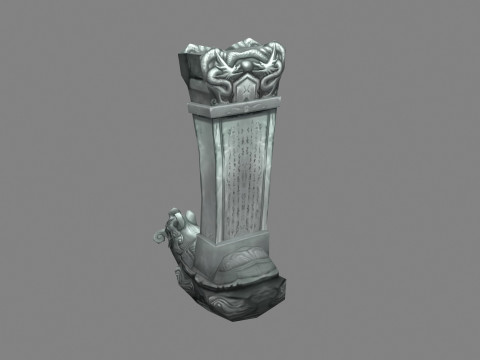 Cartoon tortoise Sculpture - Asian Stele - tombstone Model 3D