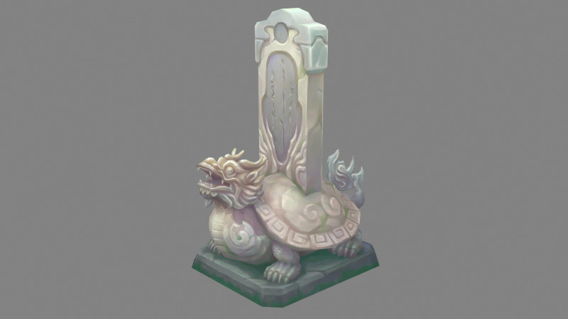 Cartoon tortoise Sculpture 2 - Asian Stele - tombstone 3D मॉडल .c4d .max .obj .3ds .fbx .stl .blend 