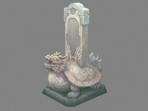 Cartoon tortoise Sculpture 2 - Asian Stele - tombstone 3D Model