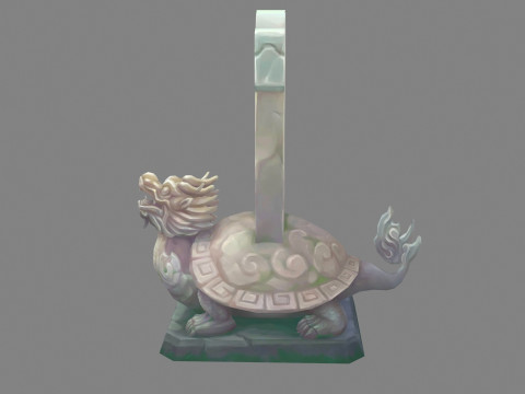 Cartoon tortoise Sculpture 2 - Asian Stele - tombstone 3D मॉडल