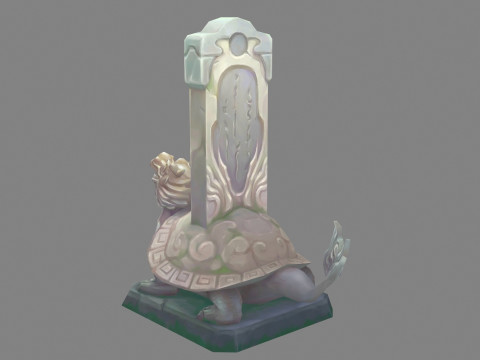 Cartoon tortoise Sculpture 2 - Asian Stele - tombstone 3D मॉडल