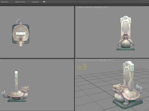 Cartoon tortoise Sculpture 2 - Asian Stele - tombstone 3D मॉडल