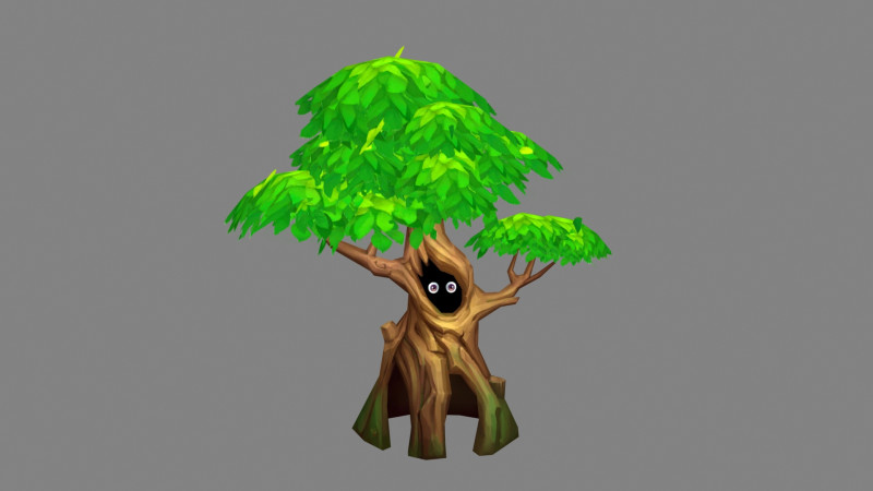 Cartoon ghost hiding in the tree Modelo 3D .c4d .max .obj .3ds .fbx .stl .blend 