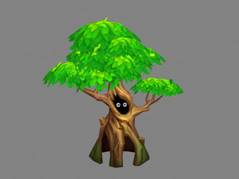 Cartoon ghost hiding in the tree 3D 모델