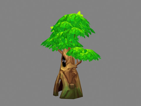 Cartoon ghost hiding in the tree Modelo 3D