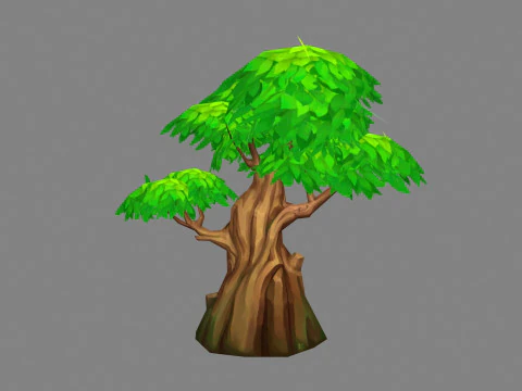 Cartoon ghost hiding in the tree 3D Model