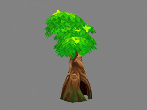Cartoon ghost hiding in the tree Modelo 3D