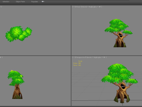 Cartoon ghost hiding in the tree Modelo 3D