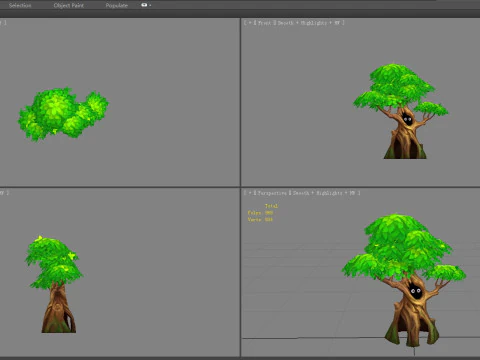 Cartoon ghost hiding in the tree 3D Model
