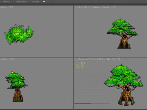 Cartoon ghost hiding in the tree 3D Model
