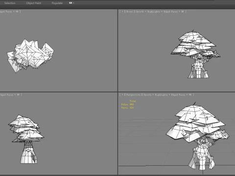 Cartoon ghost hiding in the tree 3D Model