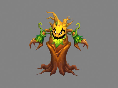Cartoon evil dryad - Tree monster Model 3D