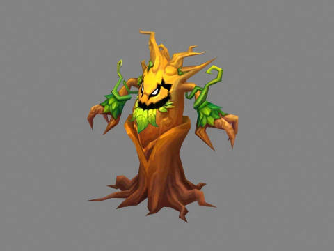 Cartoon evil dryad - Tree monster 3D Model