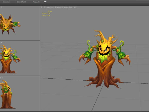 Cartoon evil dryad - Tree monster 3D Model