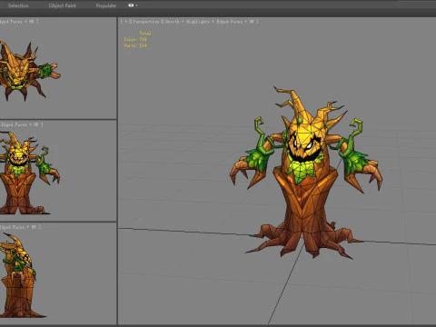 Cartoon evil dryad - Tree monster 3D Model